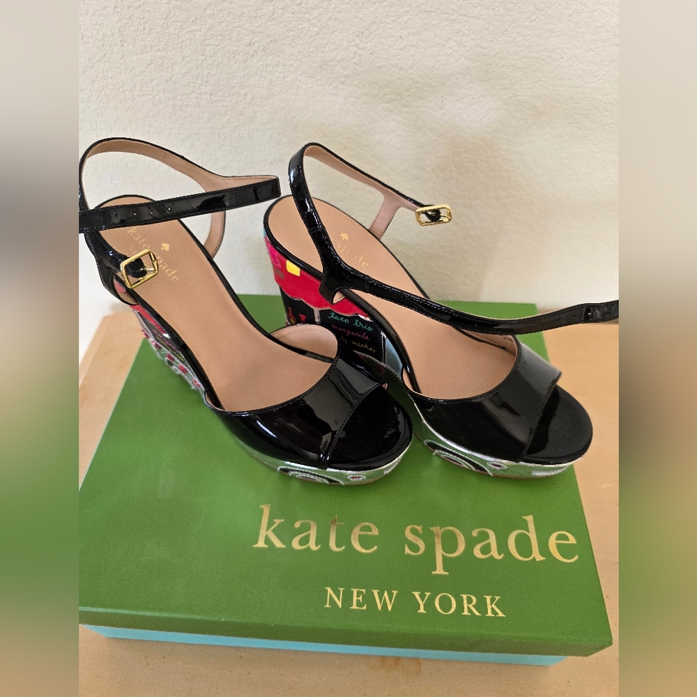 Kate Spade Black Patent Taco Truck Sandals